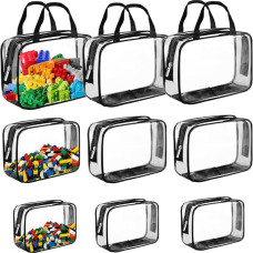 Lotvic 9 Packs Toy Storage Bags, Clear PVC Toy Bags, Storage for Kids, Waterproof Toy Organization Bags