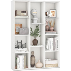 COSTWAY Bookcase with 11 Compartments, Bookcase, Office Shelf, Cube Shelf, Standing Shelf, for Living Room, Bedroom, Office, Children's Room, 74 x 24 x 106 cm, White