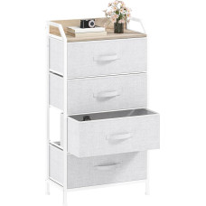 DWVO 4 Drawer Chest of Drawers, Durable Fabric, Sturdy Metal Frame, Modern and Functional, Ideal for Bedroom, Living Room, Hallway, Children's Room, Light Grey