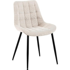 CLP Sardna Dining Room Chair, Kitchen Chair Padded with Quilted Corduroy Cover, Upholstered Chair with Metal Frame, Maximum Load 150 kg, Colour: Cream