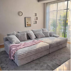 XL Superb Grey Modular Sofa Bed, Plush Sofa / Couch Made of Boneless Fabric, Compressed Sofa in a Box, Modular Sofas for the Living Room, Grey