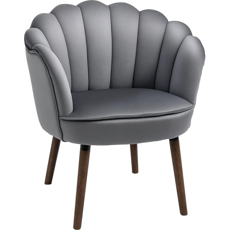 HOMCOM Dining Room Chair Kitchen Chair with Backrest Living Room Chair Polyester Rubber Wood Dark Grey 66 x 66 x 78.5 cm