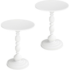 Soayone Round Coffee Table Set of 2 Small Side Table White Metal Side Tables for Living Room