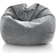 Aiire Cord Bean Bag for Children Girls - Bean Bag Chair Fluffy with Filling - Coarse Floor Cushion, Chill Chair for Adults and Decorative Boys - Relaxo Bean Bags XXL for Cuddly Corner Grey