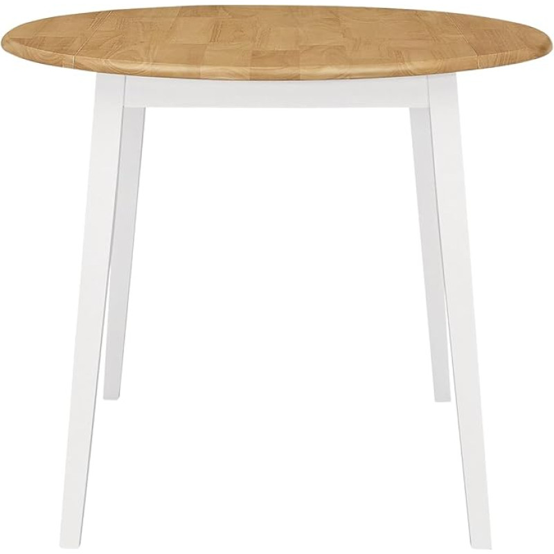 Hallowood Ledbury LEB-RTAB920-W Small Round Wooden Dining Table | 100% Solid Rubberwood, White Painted Body with Light Oak Finish