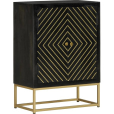 vidaXL Sideboard, Chest of Drawers with 2 Compartments, Living Room Cabinet Sideboard with 2 Doors, Cupboard, Side Cabinet, Hallway Cabinet, Black Gold Solid Wood Mango