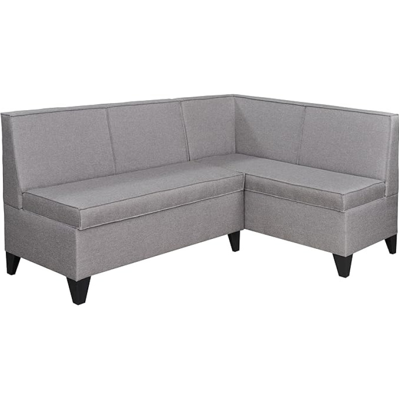 Corner Bench Look in Grey, Upholstered Bench with Storage Space, Chest Bench 167 x 120 cm (Short Leg Right)