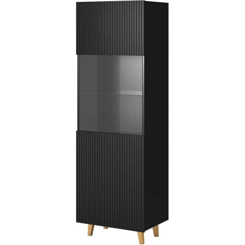 Pafos Display Cabinet 1 Door Living Room Cabinet Matt Black