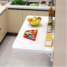 WDZDMYL Klappbarer Holztisch zur Wandmontage, für kleine Räume, stabile Unterstützung, 70 x 50 cm, ideal für Küche, Waschküche, Restaurant, Weiß