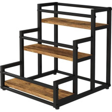 Vicco Fyrk 3 Tier Stair Shelving Unit Rustic Oak / Black 33 x 34 cm
