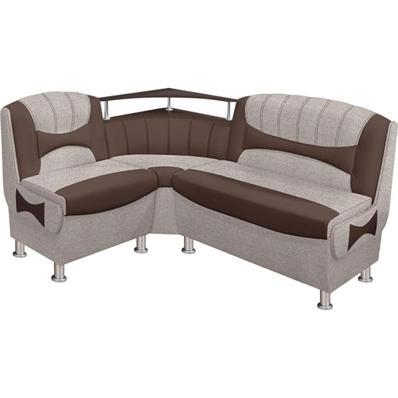 Rodnik Samba New Corner Bench with Shelf and Storage Space, Upholstered Bench, Chest Bench 164 x 128 cm