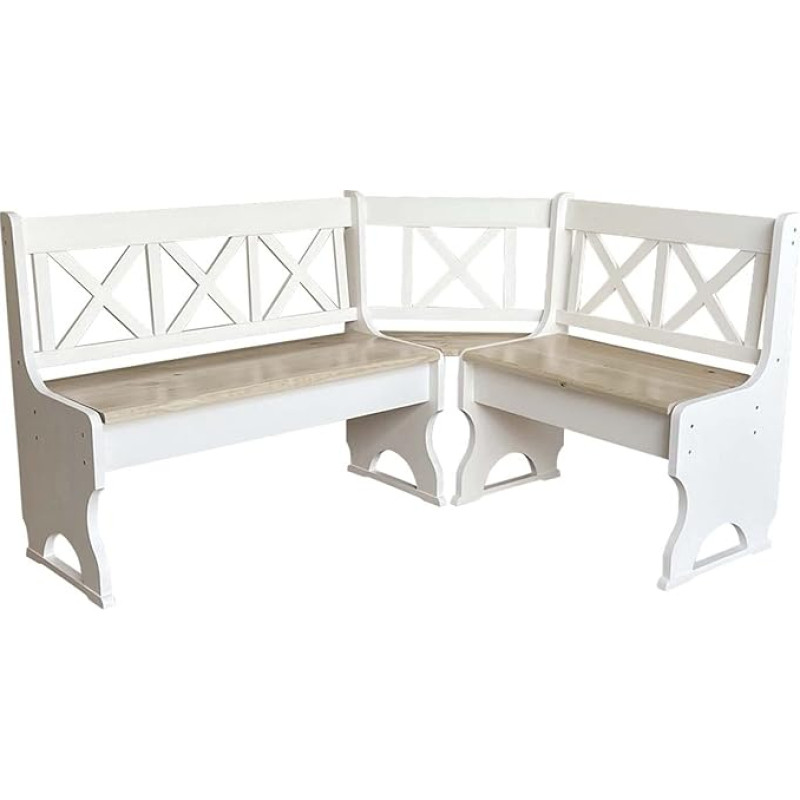 k koma Pine Corner Bench Solid Wood Eco White / Untreated (120 x 180)