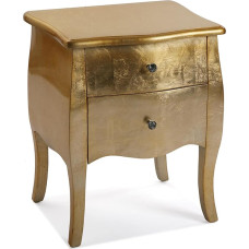 Versa Cagliari Bedside Table Small or Extra Table for Bedroom or Living Room with 2 Drawers Measures 60 x 39 x 50 cm (H x L x W), Wood, Colour: Golden