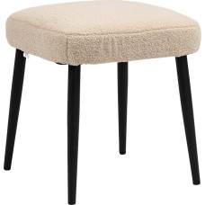 HOMCOM Footstool Stool Square Makeup Stool Footrest with Cashmere Look Steel Legs for Living Room Bedroom Beige 42 x 42 x 44 cm