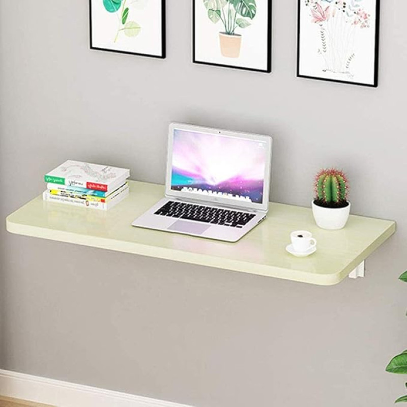 Wandmontierter Klapptisch für Home Office & Esszimmer, platzsparend, weißer Ahorntisch, 90 x 50 cm, perfekt für Computer und kleine Küchen