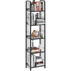Ladder Shelf, Bookcase with 5 Levels, Freestanding Shelf, Office Shelf, Standing Shelf, Sturdy Metal Frame, Storage Shelf for Living Room, Bedroom, Office, Study, Industrial Style, Black