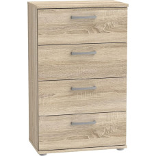 FORTE Niko Chest of Drawers with 4 Drawers, Wooden, Sonoma Oak, 82 x 50 x 29 cm