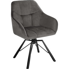 WOLTU BH365dgr-1 Swivel Dining Chair, Kitchen Chair, Upholstered Chair, Swivel Chair, Comfortable Chair with Armrests Backrest, Armrest Chair for Dining Room, Living Room, with Velvet Cover, Dark Grey