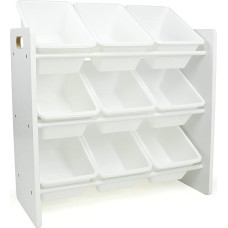 Humble Crew WO517 Children's Shelf, Wooden Toy Shelf Organiser with 9 Storage Boxes, Grey/White