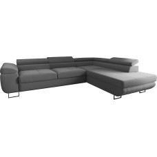 4ALL HOME Luna Corner Sofa with Sleep Function and Bed Box - 275 x 202 cm - Adjustable Headrests - Lying Surface 193 x 125 cm - Couch - Sofa Bed - L Sofa with Storage Space (Poso 55 Light Grey, Side