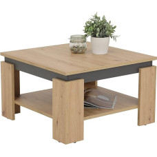 Hela Tische, Tim Coffee Table, Square Sofa Table, Melamine-Coated Wood Material, Coloured Table Wreath, Artisan/Anthracite, 68 x 68 x 41 cm