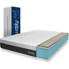Wooly Mattress 160 x 200 cm, 30 cm - Thick - Comfort Latex Premium - Natural Wool Fibre and Adaptable Memory Foam - Breathable - Active Gel - Environmentally Friendly - Support Mi Ferme -