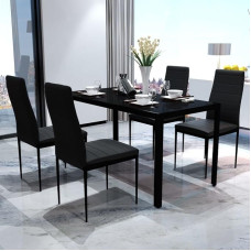 Tidyard 5-Piece Dining Table Set, Kitchen Furniture Set, Dining Chair and Dining Table with 4 Chairs, Black