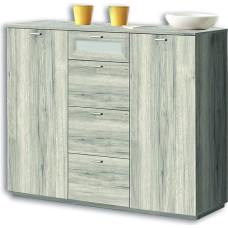 FORTE Nexus Chest of Drawers with 2 Doors and 4 Drawers, Wooden, Sand Oak, 54 x 98.8 x 119.6 cm
