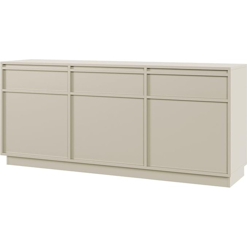 Selsey Greige Evo Chest of Drawers 68.6 x 154 cm - Minimalist Design with 3 Cabinets & 3 Drawers - Matte Finish, Push-to-Open System - Ideal as a Chest of Drawers for Bedroom, Living Room