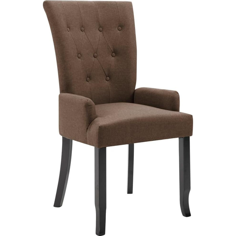 vidaXL Dining Room Chair with Armrests Backrest High-Backed Dining Chair Kitchen Chair Recliner Chair Upholstered Chair Living Room Chair Chair Brown Fabric
