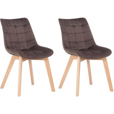 CLP Passaic Velvet Dining Room Chairs, Ergonomically Padded and Quilted, with Floor Protectors, Maximum Load 150 kg, Colour: Brown