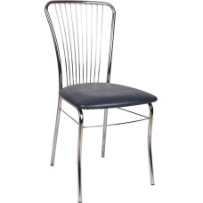 Dmora - Modern Faux Leather Chair for Dining Room Kitchen or Living Room cm 45x45h93 Colour Anthracite