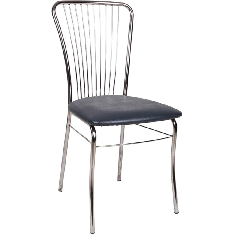 Dmora - Modern Faux Leather Chair for Dining Room Kitchen or Living Room cm 45x45h93 Colour Anthracite