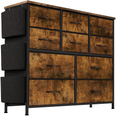 PortoAlegre Chest of 10 Cloth Cloths Metal Structure with Handles - Multipurpose Cabinet for Nursery, Entrance, Closet and Living Room (Light Brown)