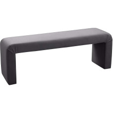 Meridian Furniture Minimalist Collection Modern | Modern Velvet Upholstered Bench, 134.6 x 37.5 x 46.4 cm (W x D x H), Grey