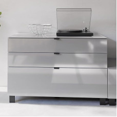 FORTE Poole Sideboard 110, Sideboard with 3 Large Drawers, Modern Chest of Drawers, Wood Composite, Grey, 110.1 cm Wide x 73.1 cm High x 52.5 cm Deep