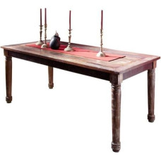 Solid Furniture Vintage Solid Wood Furniture Dining Table 150 x 80 cm Old Wood Varnished Multicoloured Solid Wood Fable #07