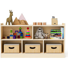 Puecrof Montessori Birch Plywood Shelf - 5 Tier Storage Cabinet with 2 Tiers Organiser for Nursery, Classroom, Nurseries & Preschools