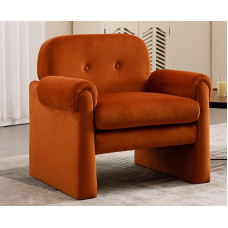 DAYALANE Armchair Wing Chair with Curved Armrests, Lounge Chair with Wide Velvet Seat, Upholstered Chair, Accent Chair, Club Chair, TV Chair for Living Room, Bedroom, Reading Corners, Orange