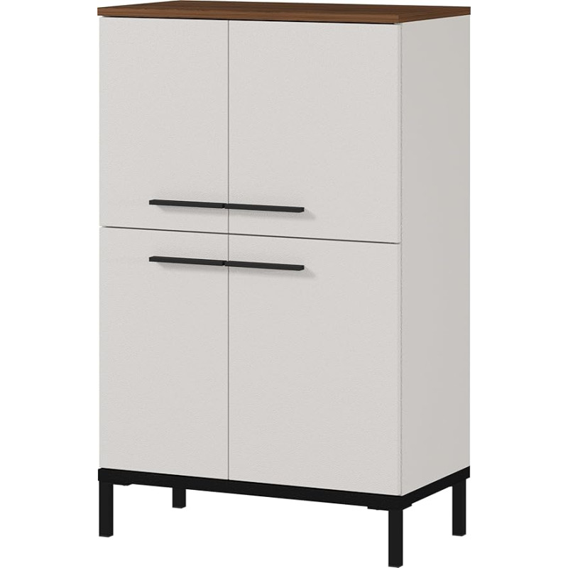 Froschkönig24 Germania GW-Yonkers 2643-573 Chest of Drawers in Cashmere / Walnut Nb. with Four Doors 60 x 97 x 34 cm (W x H x D)