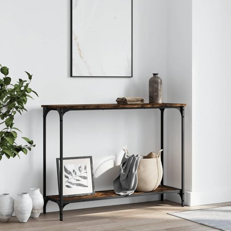 ZEYUAN Console Table Smoked Oak 101 x 30.5 x 75 cm Wood Composite Console Table, Chest of Drawers, Side Table, Living Room Table, Side Shelf, Media Console, Side Table - 837704