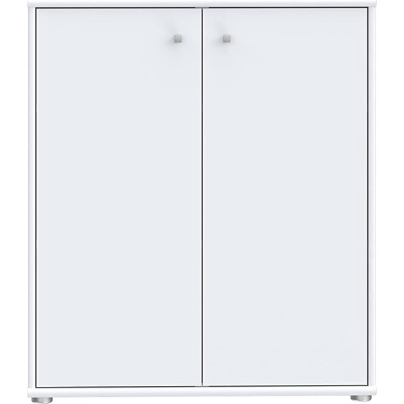 Forte Tempra 2 Chest of Drawers with 2 Doors, Wood, White, W x H x D: 73.7 x 85.5 x 34.8 cm