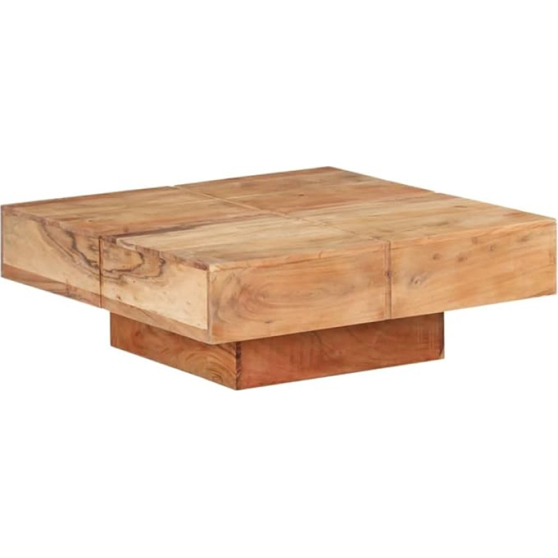 vidaXL Solid Acacia Wood Coffee Table Side Table Living Room Table Coffee Table Sofa Table Tea Table Wooden Table Office Living Room 80 x 80 x 28 cm