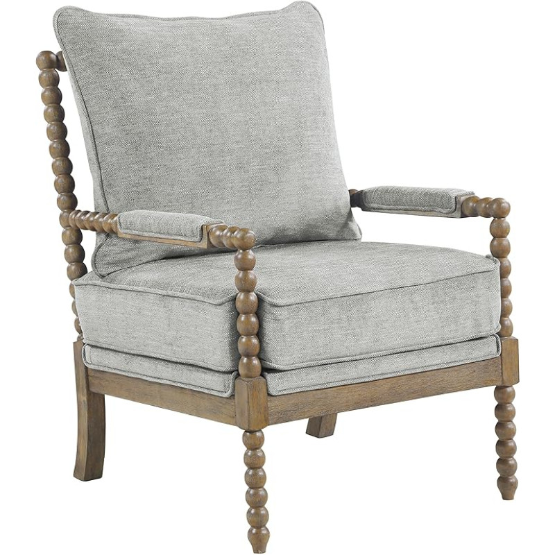 Avenue Six Fletcher Spindle Accent Chair, Brushed Charcoal with Grey Fabric