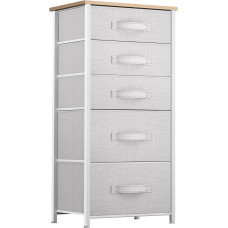 YITAHOME Chest of Drawers with 5 Drawers, Cupboard, Fabric Drawers with Handles, with Sturdy Steel Frame, Durable, Light Grey
