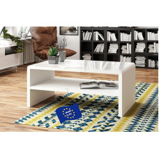 Mazzoni Rock Coffee Table White High Gloss 110 x 60 cm with Practical Extra Shelf Modern Stable Living Room Table Side Table Sofa Table Timeless Design Space Saving Living Room Small Rooms