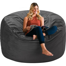 HABUTWAY 3ft Soft Memory Foam Bean Bag with Fluffy Removable Microfiber Cover Giant Fur Bean Bag Chair Hexagonal Spong Filling (Grey)
