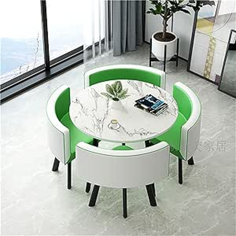 Reception Table in Office and Chair Combination, Negotiation Table, 5-Piece Dining Table Set, Modern Square Dining Table with 4 Chairs Set, Suitable for Kitchen, Dining Room, Dining Area (Color :