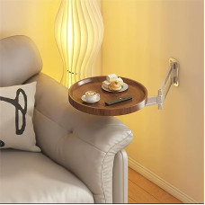 Klappbarer Wandschreibtisch – platzsparender Nachttisch im ausklappbaren Design, klappbarer runder Tabletttisch, ausziehbarer Esstisch zur Wandmontage, schwebendes Seitenregal (Pfirsichholz-