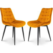 Kosmi - 2 Scandinavian Style Chairs with Upholstered Fabric Seat and Black Metal Legs